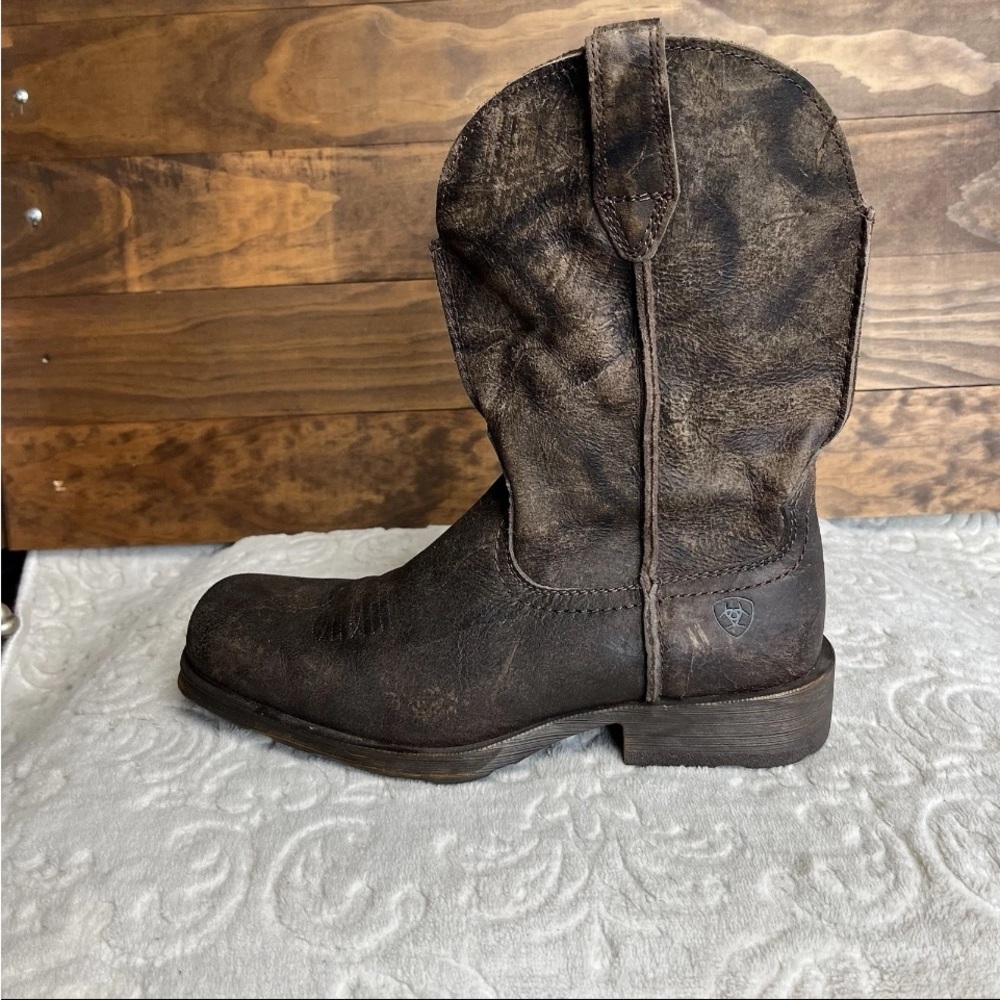 Ariat Men Sz 8D Boots Rambler Antiqued Brown Square Toe Western Pull On 10025171 - Picture 3 of 11